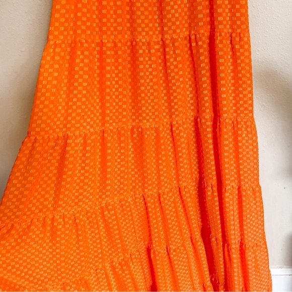alice + oliva | Minka Tie Front Monarch Orange Tiered Maxi Dress - Picture 9 of 16